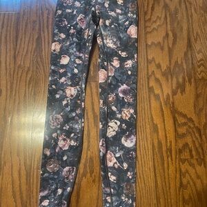 lululemon athletica  Floral Leggings - Black and Pink